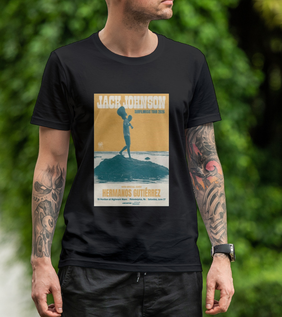 Jack Johnson Surfmusic Tour 2026 Philadelphia TD Pavilion With Special Guest Hermanos Gutiérrez June 27 T-Shirt