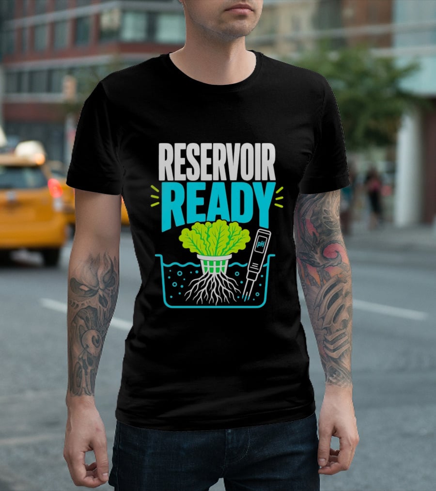 Reservoir Ready Hydroponic Lettuce Roots And Water PH Meter T-Shirt