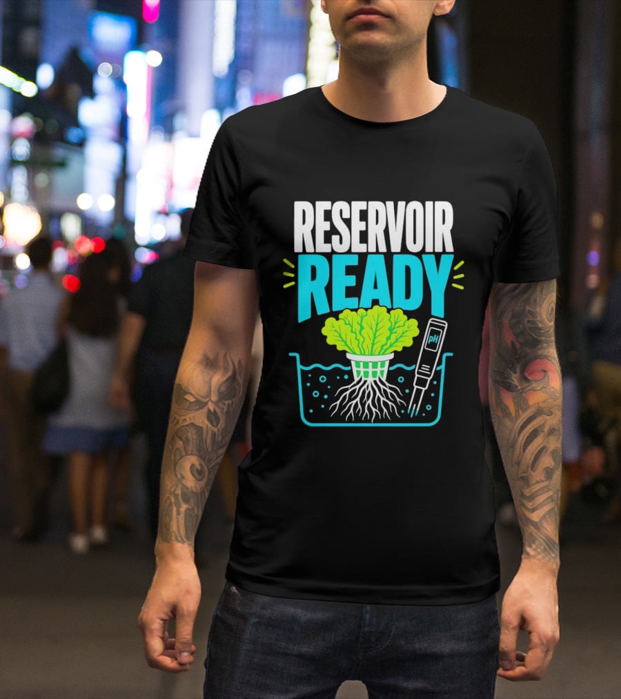 Reservoir Ready Hydroponic Lettuce Roots And Water PH Meter T-Shirt
