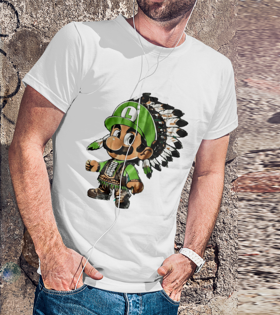 Luigi Green Hat Native American Headdress T-Shirt