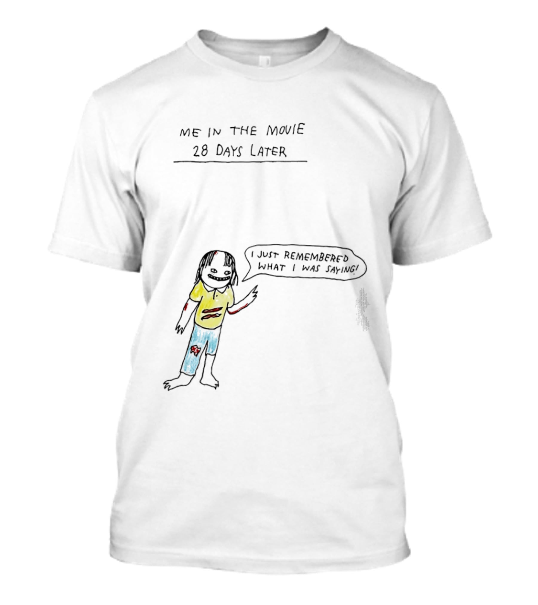 Me In The Movie 28 Days Later I Just Remembered What I Was Saying Zombie Humor T-Shirt