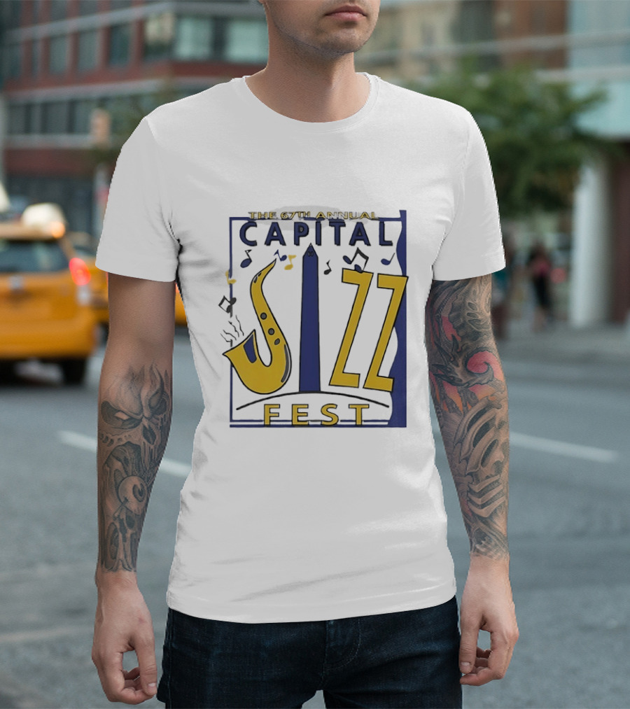 67th Annual Capital Jazz Fest Washington DC Saxophone Music Notes Monuments T-Shirt