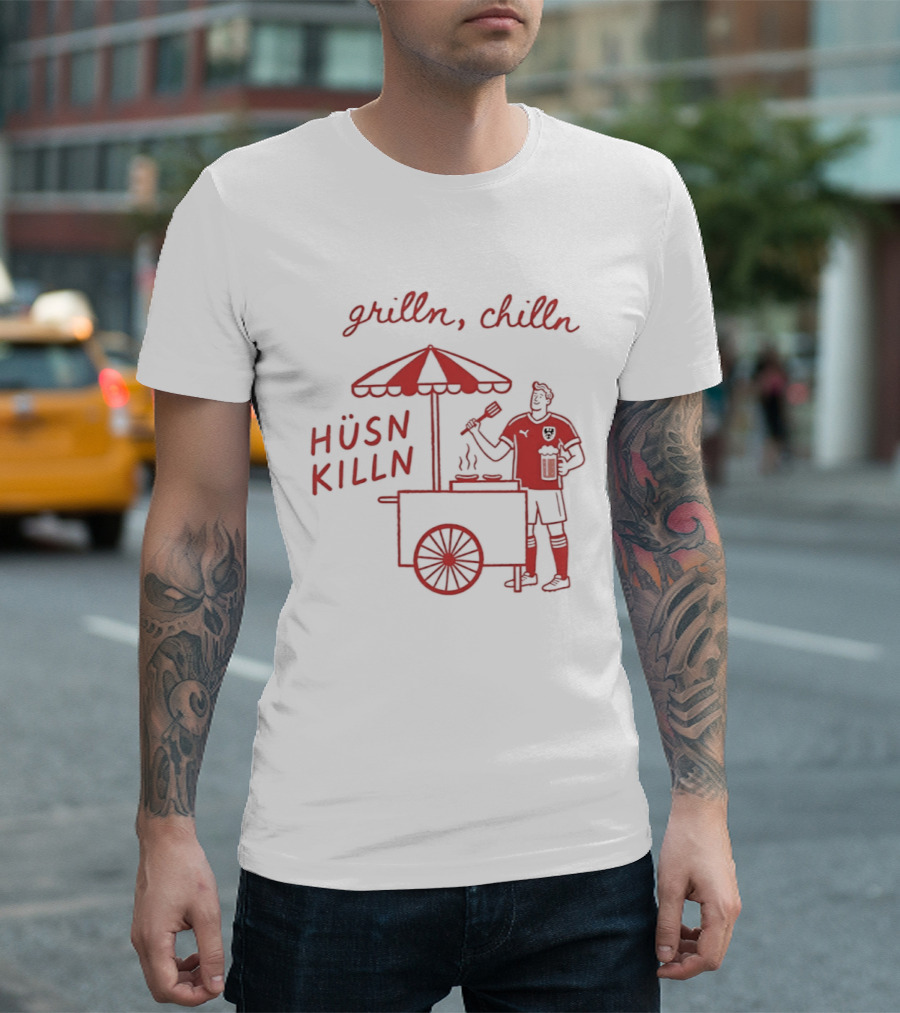 Grilln Chilln Hüsn Killn Austria National Football Team Iconic BBQ T-Shirt