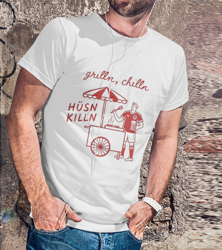 Grilln Chilln Hüsn Killn Austria National Football Team Iconic BBQ T-Shirt