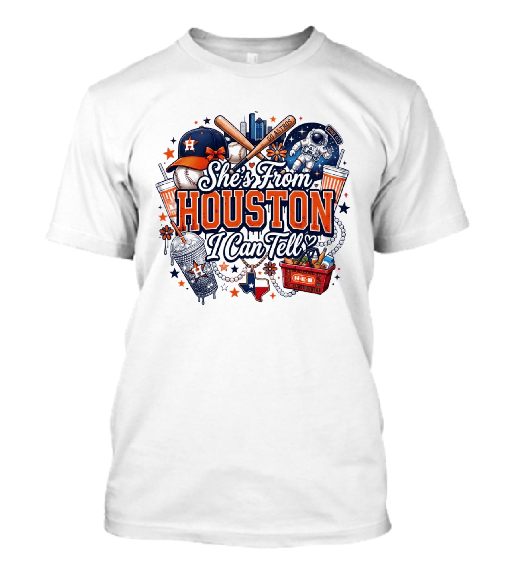 She's From Houston I Can Tell H Town Cowgirl Rodeo Astros Baseball T-Shirt