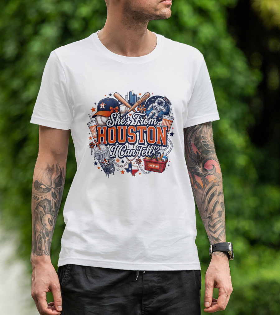 She's From Houston I Can Tell H Town Cowgirl Rodeo Astros Baseball T-Shirt
