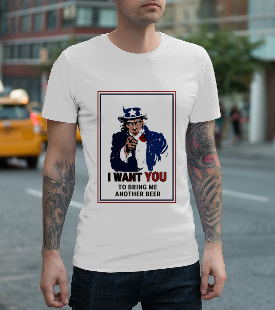 Uncle Sam I Want You To Bring Me Another Beer Pointer T-Shirt