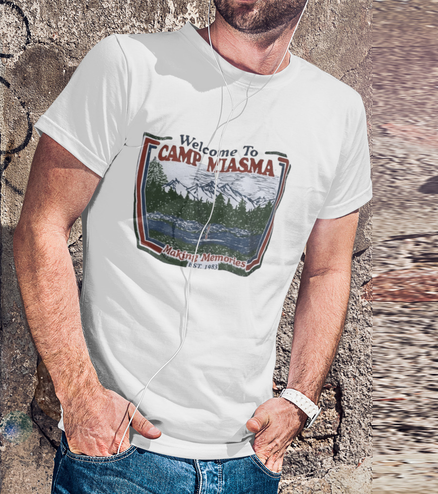 Welcome To Camp Miasma Making Memories Est 1983 Vintage Nature Scene T-Shirt