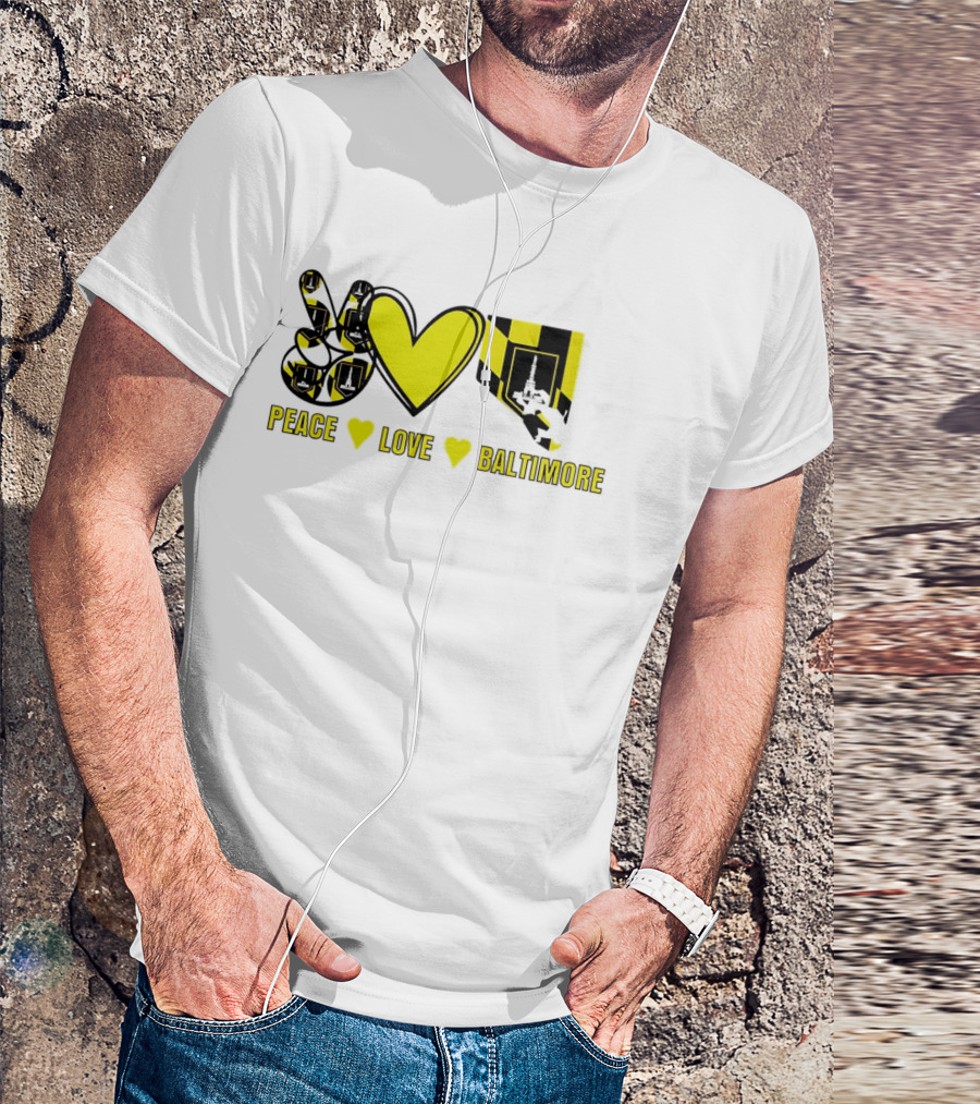 Peace Love Baltimore Maryland Flag Charm City T-Shirt