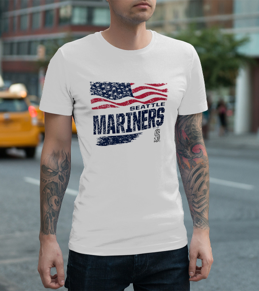 Seattle Mariners Fourth Of July American Flag Celebration T-Shirt
