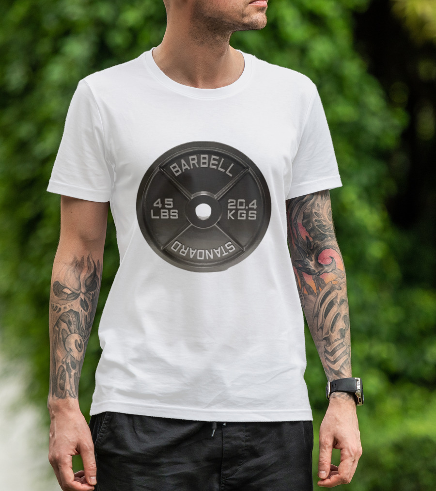 Barbell Standard 45 Lbs 20.4 Kgs Weight Plate Fitness Crossfit T-Shirt