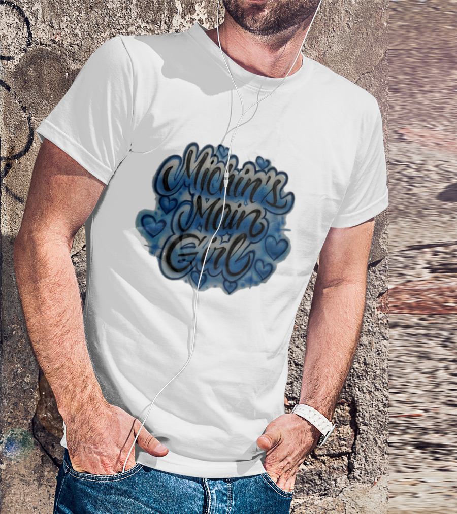 Michin's Main Girl Blue Hearts Airbrush T-Shirt