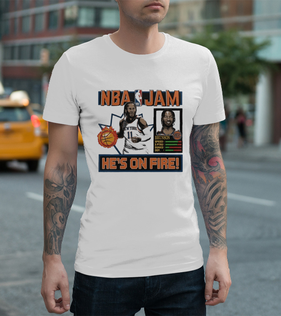 NBA Jam Jalen Brunson New York Knicks He's On Fire T-Shirt