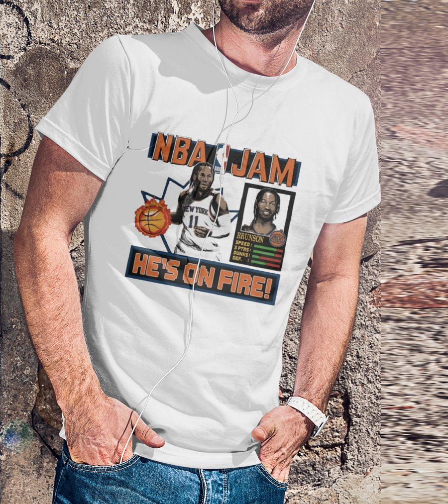 NBA Jam Jalen Brunson New York Knicks He's On Fire T-Shirt