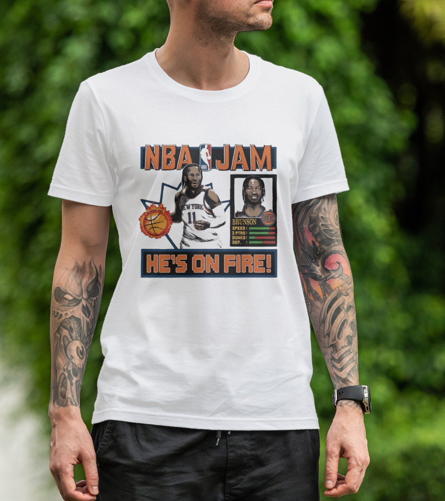 NBA Jam Jalen Brunson New York Knicks He's On Fire T-Shirt
