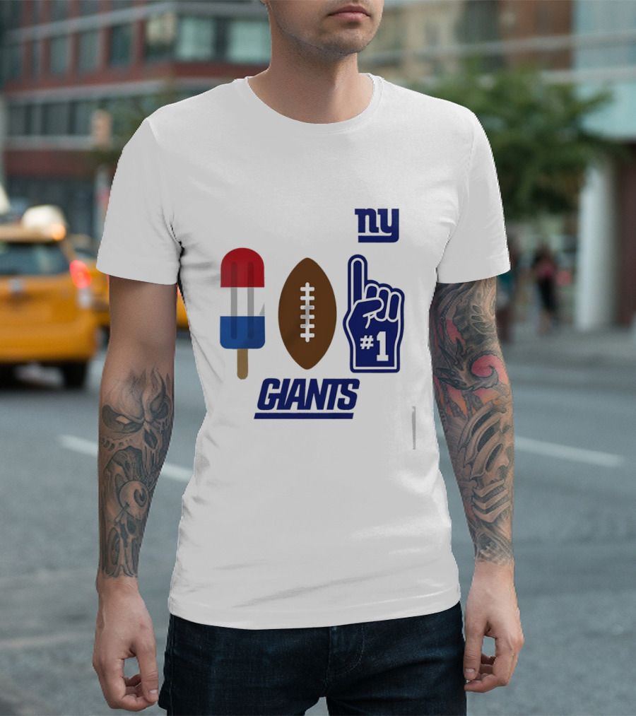 New York Giants Popsicle Football Foam Finger #1 Americana Pop 2026 Season T-Shirt