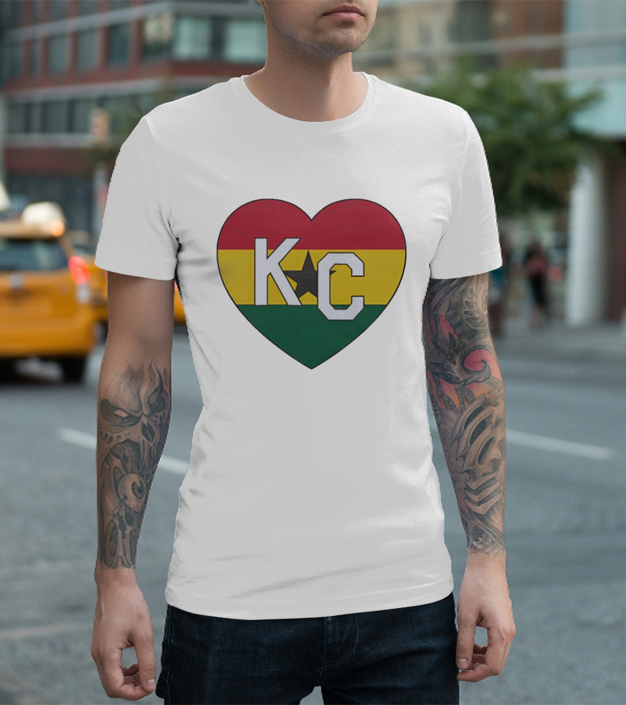 Ghana Flag Colors KC Heart T-Shirt