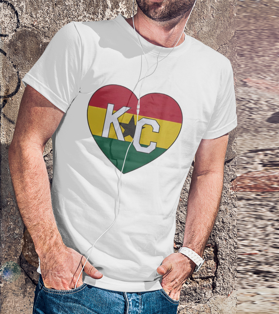 Ghana Flag Colors KC Heart T-Shirt