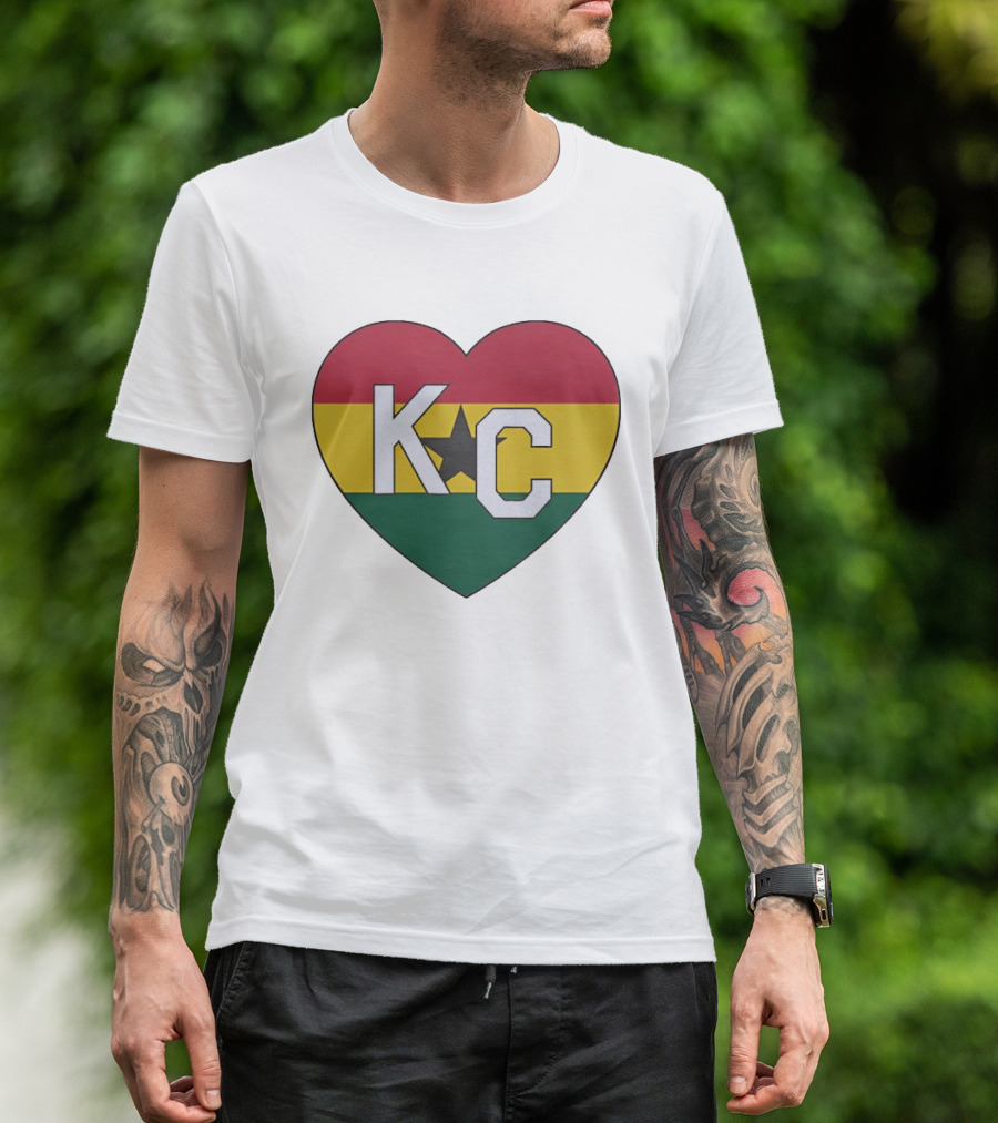 Ghana Flag Colors KC Heart T-Shirt