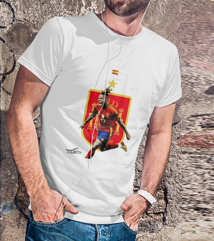 Nico Williams España Número 19 Escudo De La Selección Española Flag T-Shirt