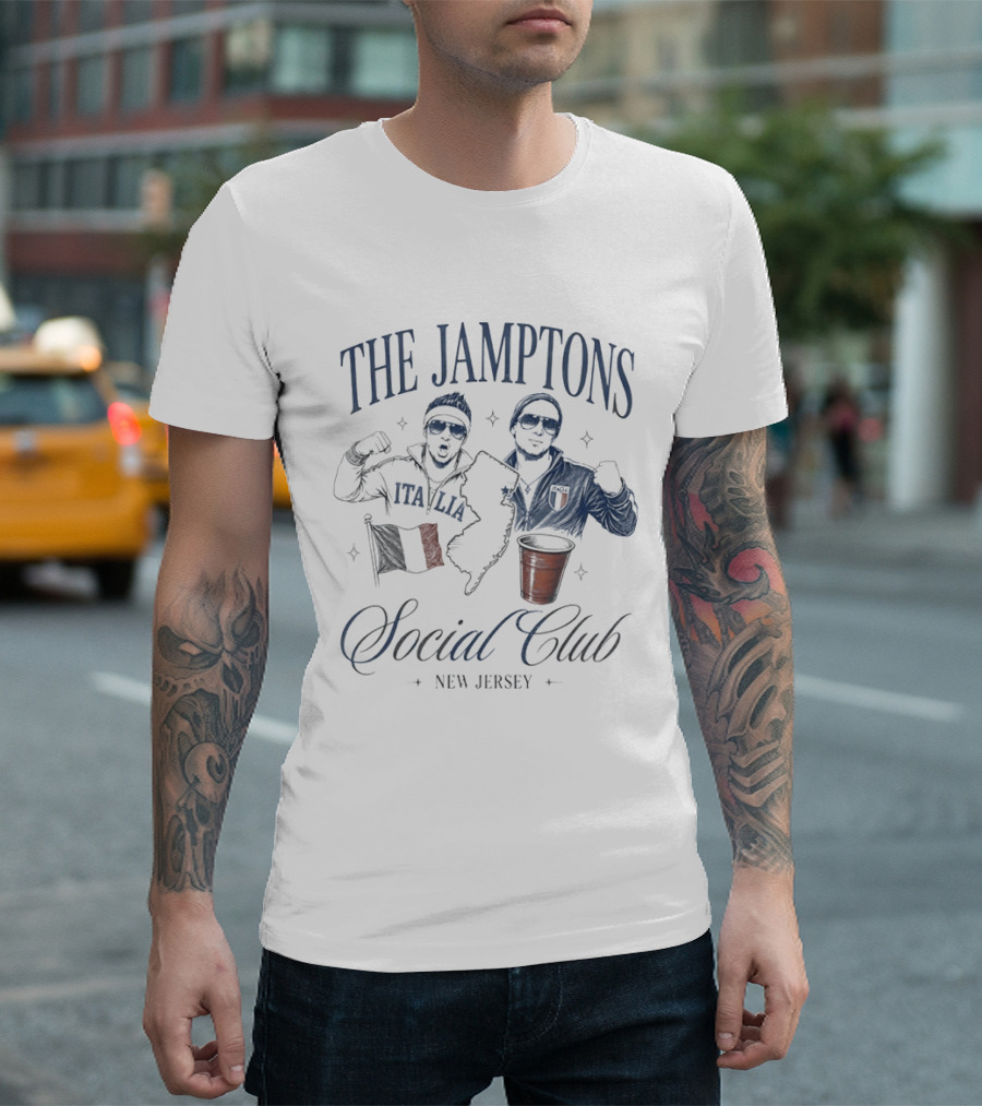 The Jamptons Social Club New Jersey Italian American Flag And Red Cup T-Shirt