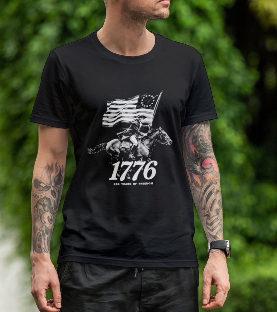 1776 250 Years Of Freedom Washington Riding With American Flag T-Shirt