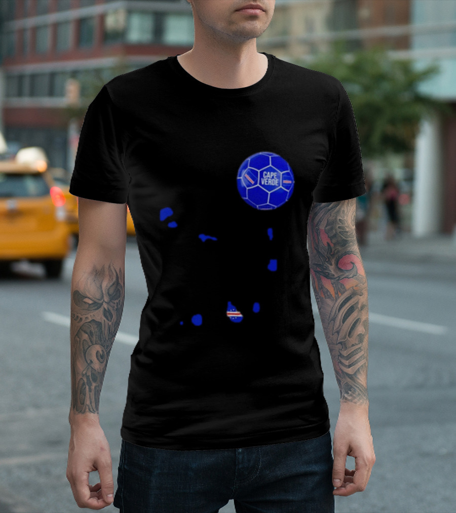 Cape Verde Soccer Pride Blue Football Map T-Shirt