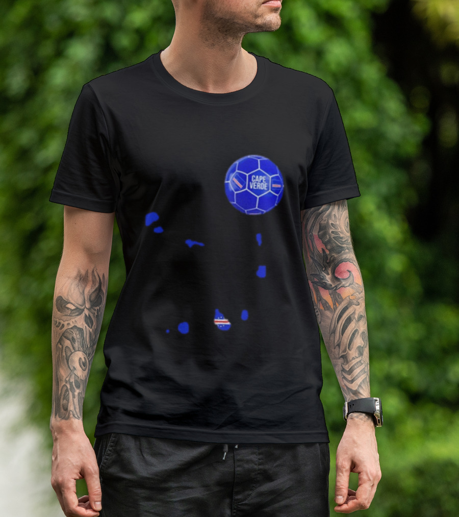 Cape Verde Soccer Pride Blue Football Map T-Shirt
