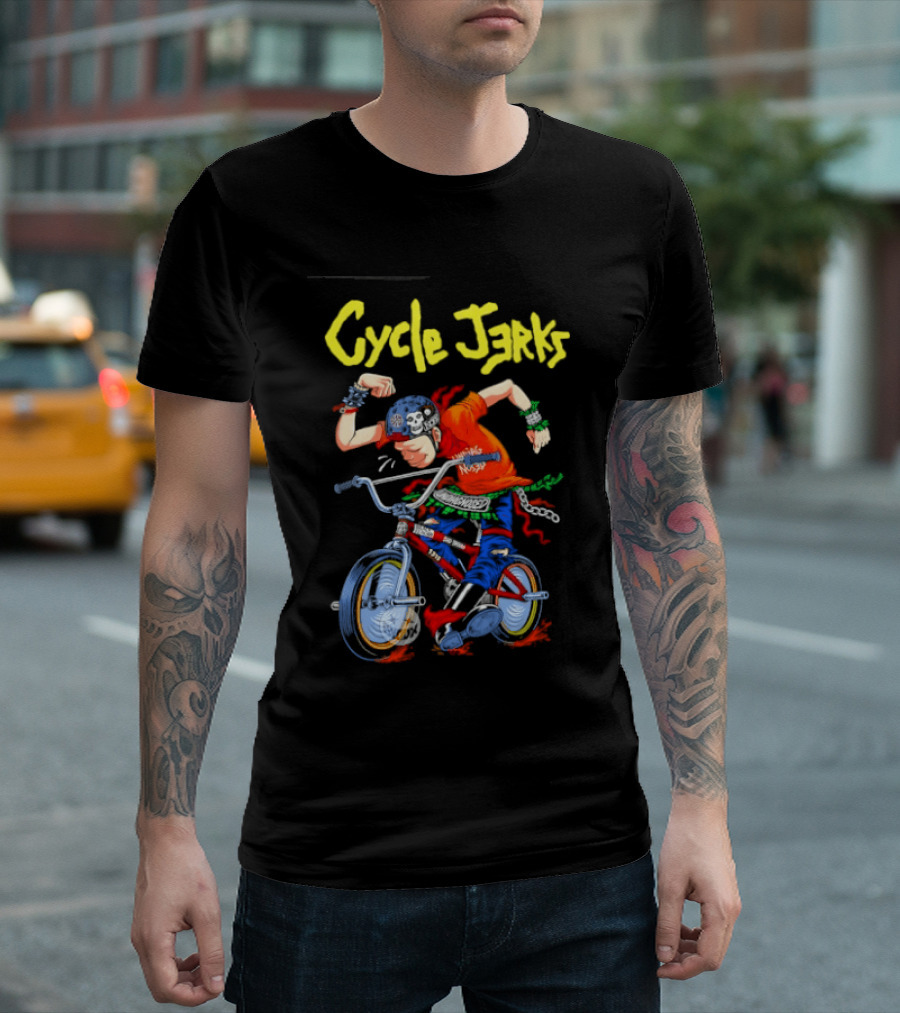 Cycle Jerks Undiagnosed Black Flag Bad Brains Bad Religion NOFX Biking Adventure T-Shirt