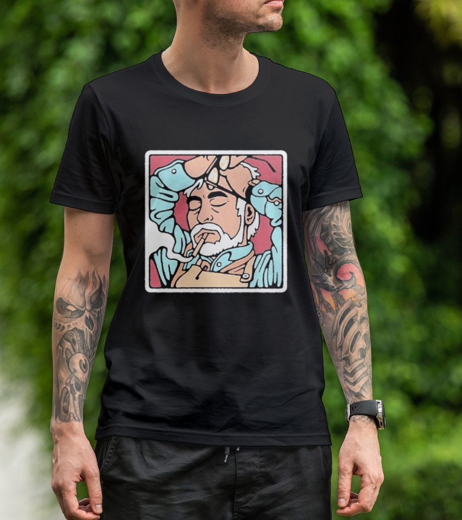 Drew Wise Tired Relaxed Bearded Figure With Pipe And Eyeglasses Japanese Ukiyo E T-Shirt
