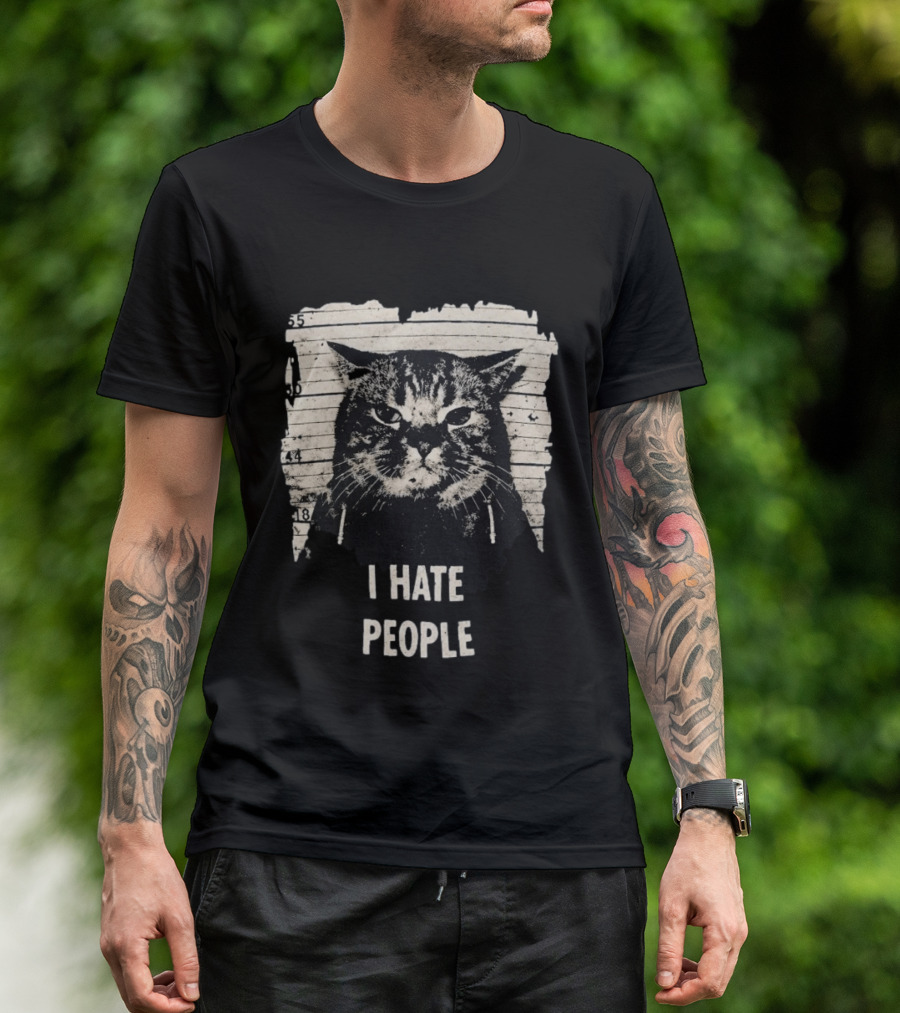 Jeff Satur I Hate People Cat Shot T-Shirt