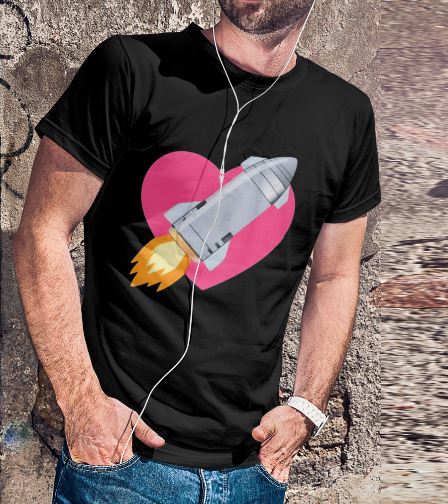 Merger Rocket Heart Space Love Launch T-Shirt