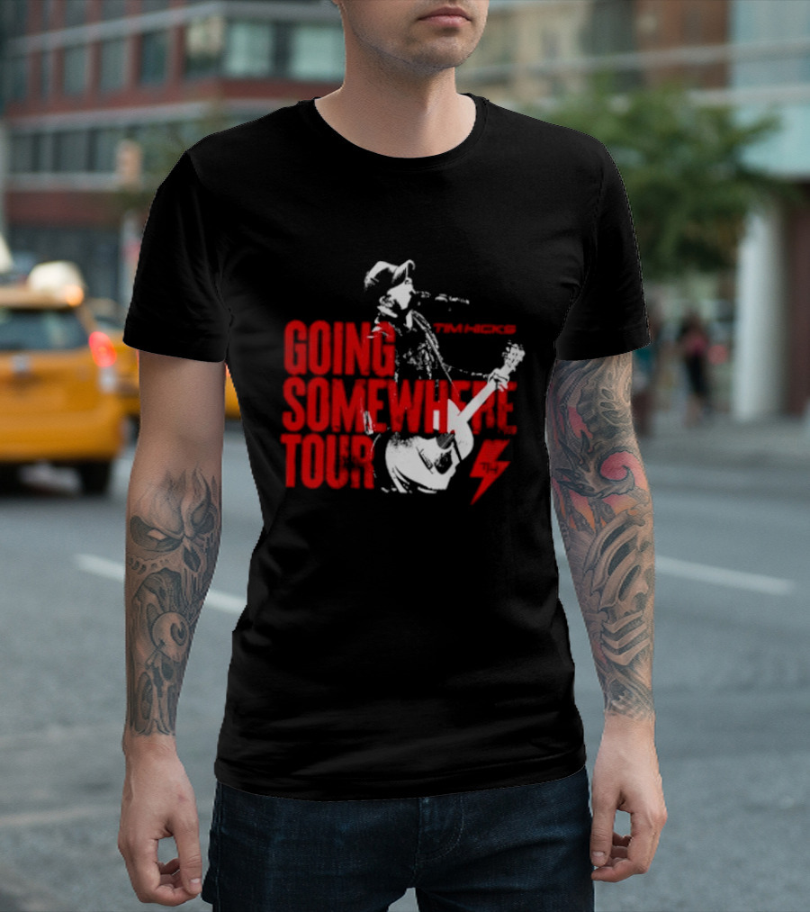 Tim Hicks Going Somewhere Tour Guitar Lightning Bolt T-Shirt