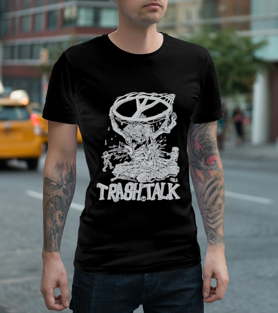 Trash Talk Tank War Hardcore Punk Skater And Tank Collision T-Shirt