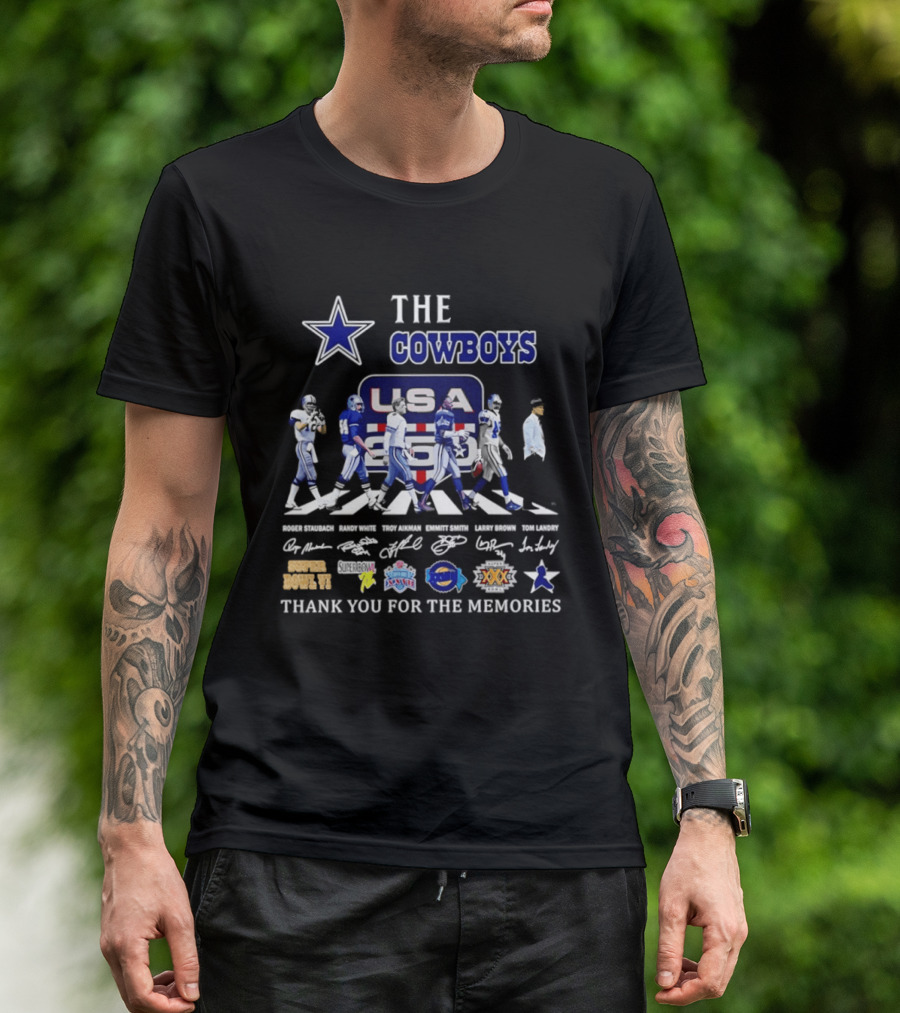 The Cowboys USA 250 Years Abbey Road Thank You For The Memories Signatures T-Shirt