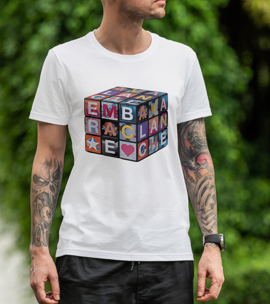 Avalanche Embrace Rubiks Cube Heart Star Colorful Letters T-Shirt