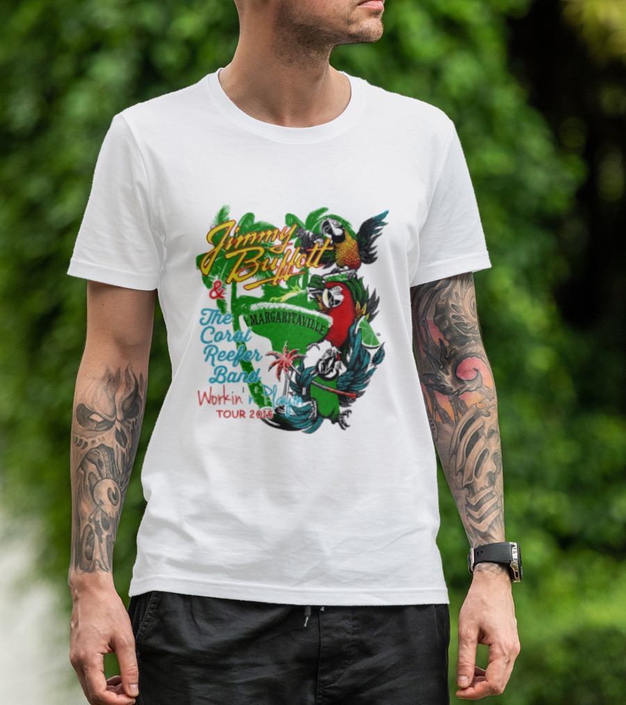 Jimmy Buffett Margaritaville Workin' And Playin' Tour 2015 Coral Reefer Band T-Shirt