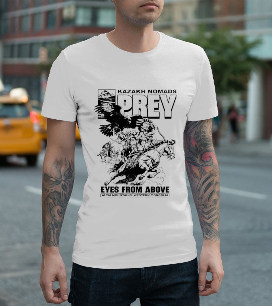 Kazakh Nomads Prey Altai Mountains Western Mongolia Eagle Rider T-Shirt