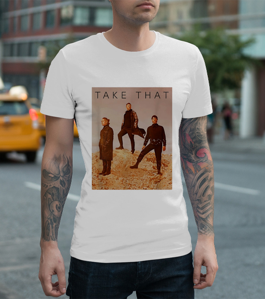 Take That Band Members Standing On Rocky Terrain T-Shirt