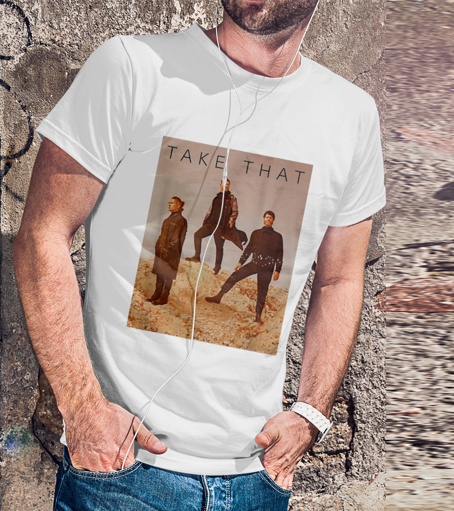 Take That Band Members Standing On Rocky Terrain T-Shirt