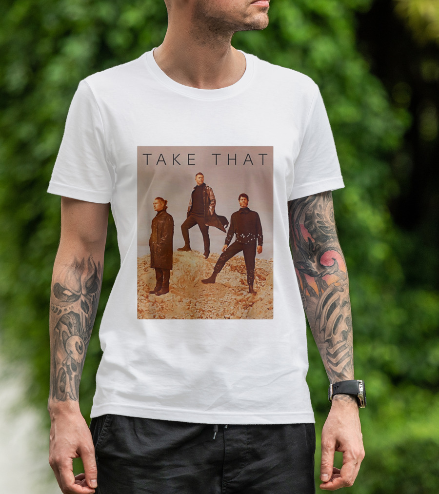 Take That Band Members Standing On Rocky Terrain T-Shirt