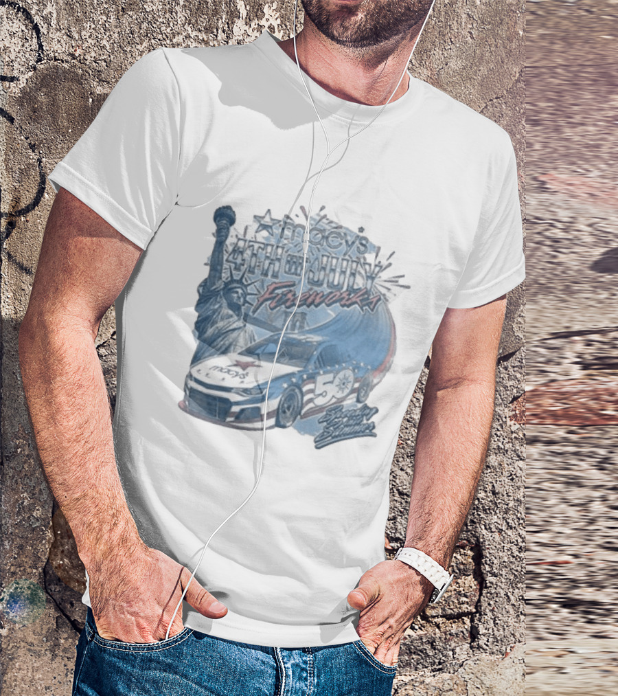 Macy's 4th Of July Fireworks 50 Statue Of Liberty And Race Car T-Shirt