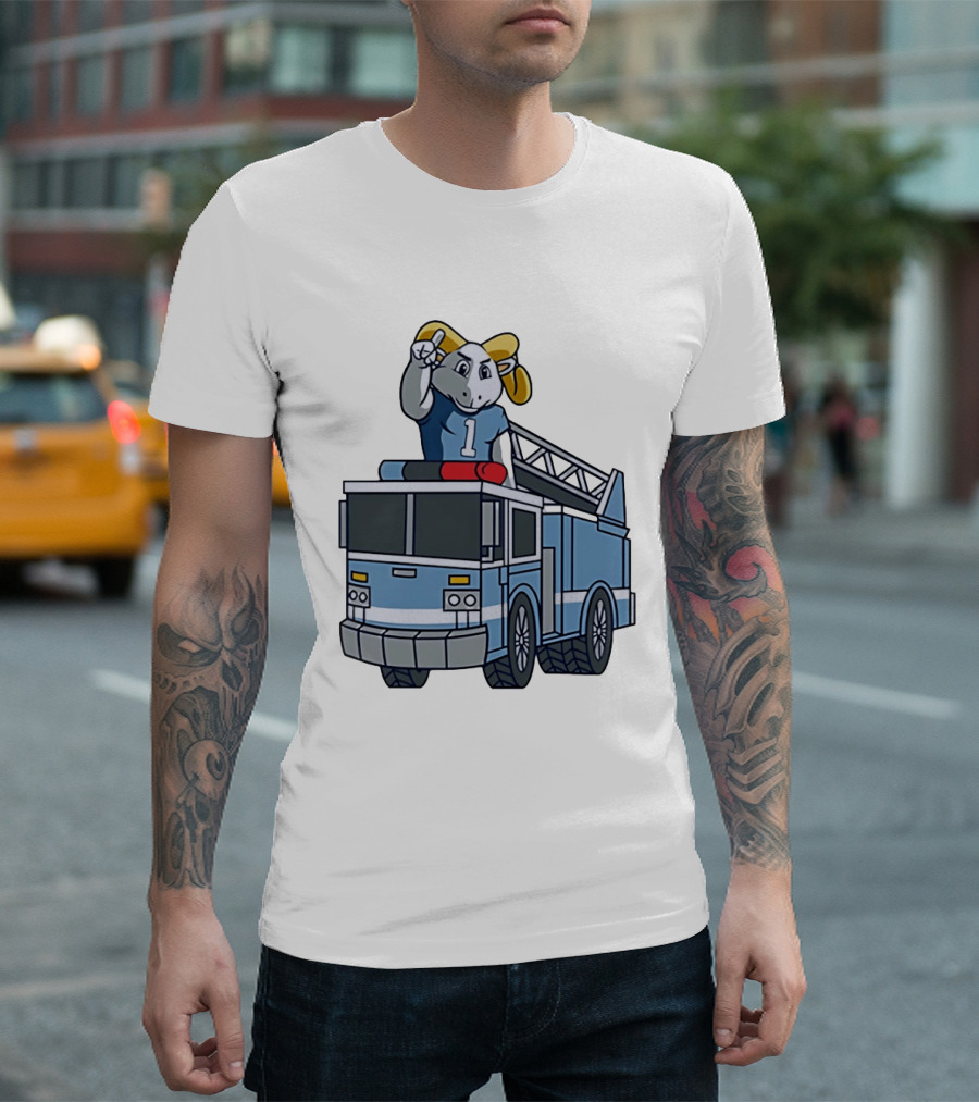 UNC Tar Heels Ram Mascot On Fire Truck Sports Team Merchandise T-Shirt