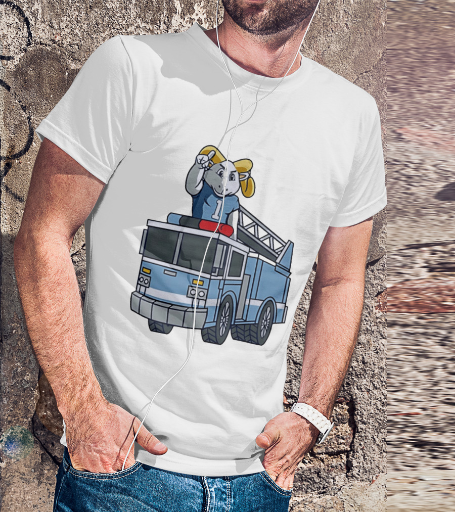 UNC Tar Heels Ram Mascot On Fire Truck Sports Team Merchandise T-Shirt