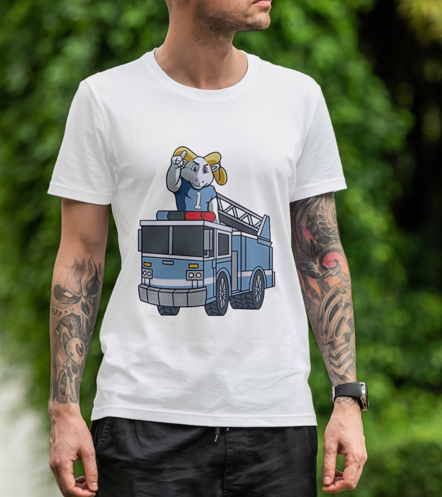 UNC Tar Heels Ram Mascot On Fire Truck Sports Team Merchandise T-Shirt