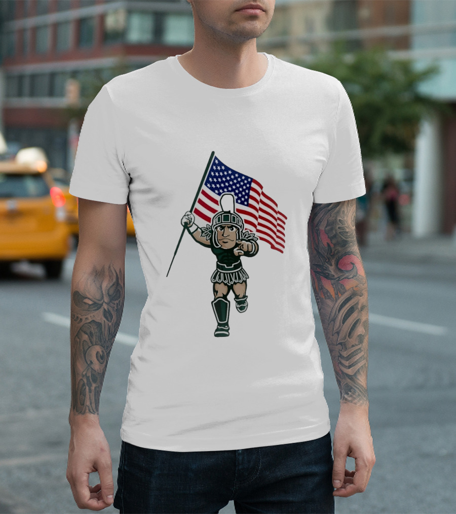 Michigan State Spartans USA Flag T-Shirt