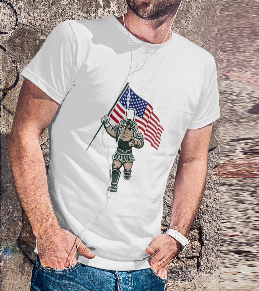 Michigan State Spartans USA Flag T-Shirt