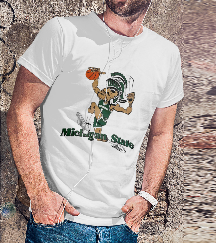 Michigan State Spartans Gruff Sparty Dunking Basketball T-Shirt