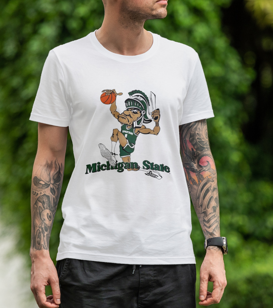 Michigan State Spartans Gruff Sparty Dunking Basketball T-Shirt