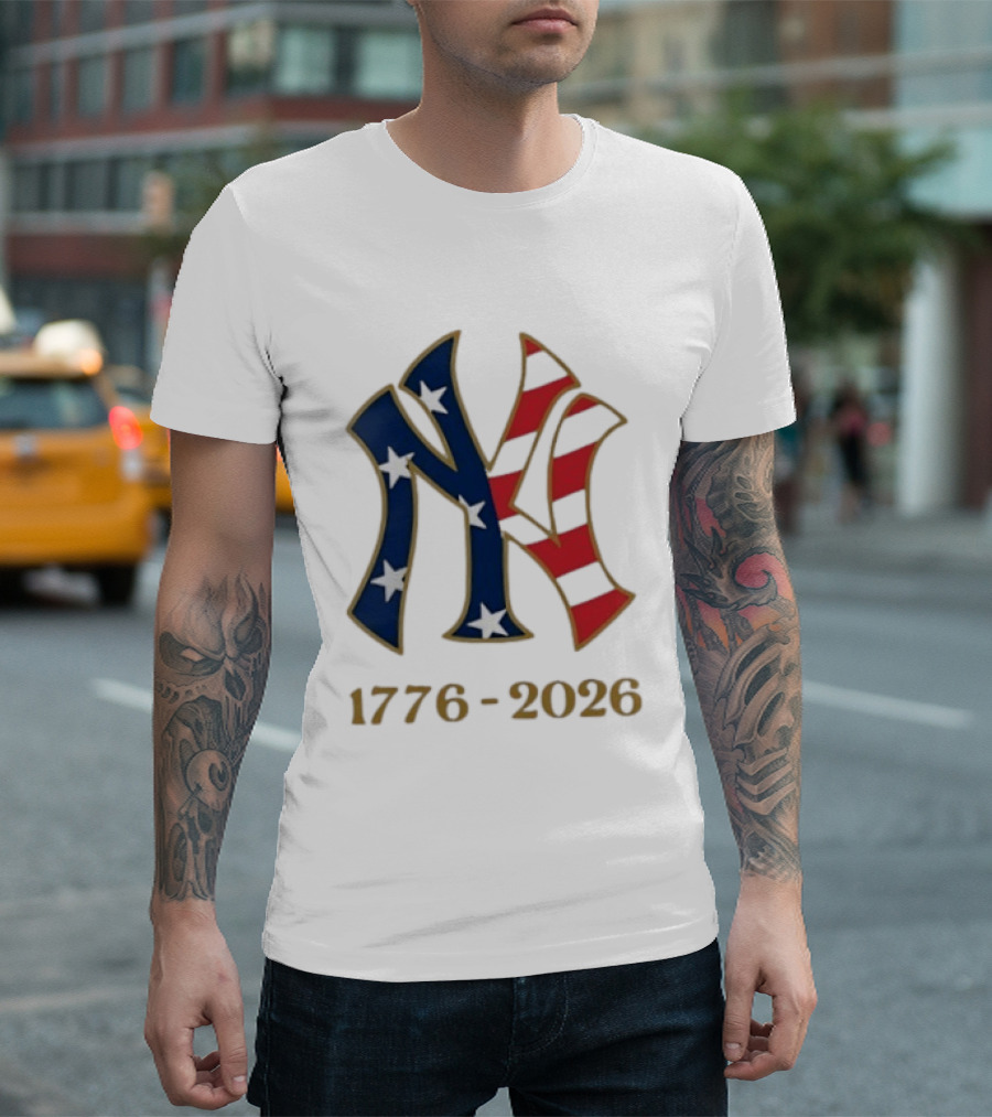 New York Yankees 1776 2026 250th Fourth Of July MLB Stars And Stripes T-Shirt
